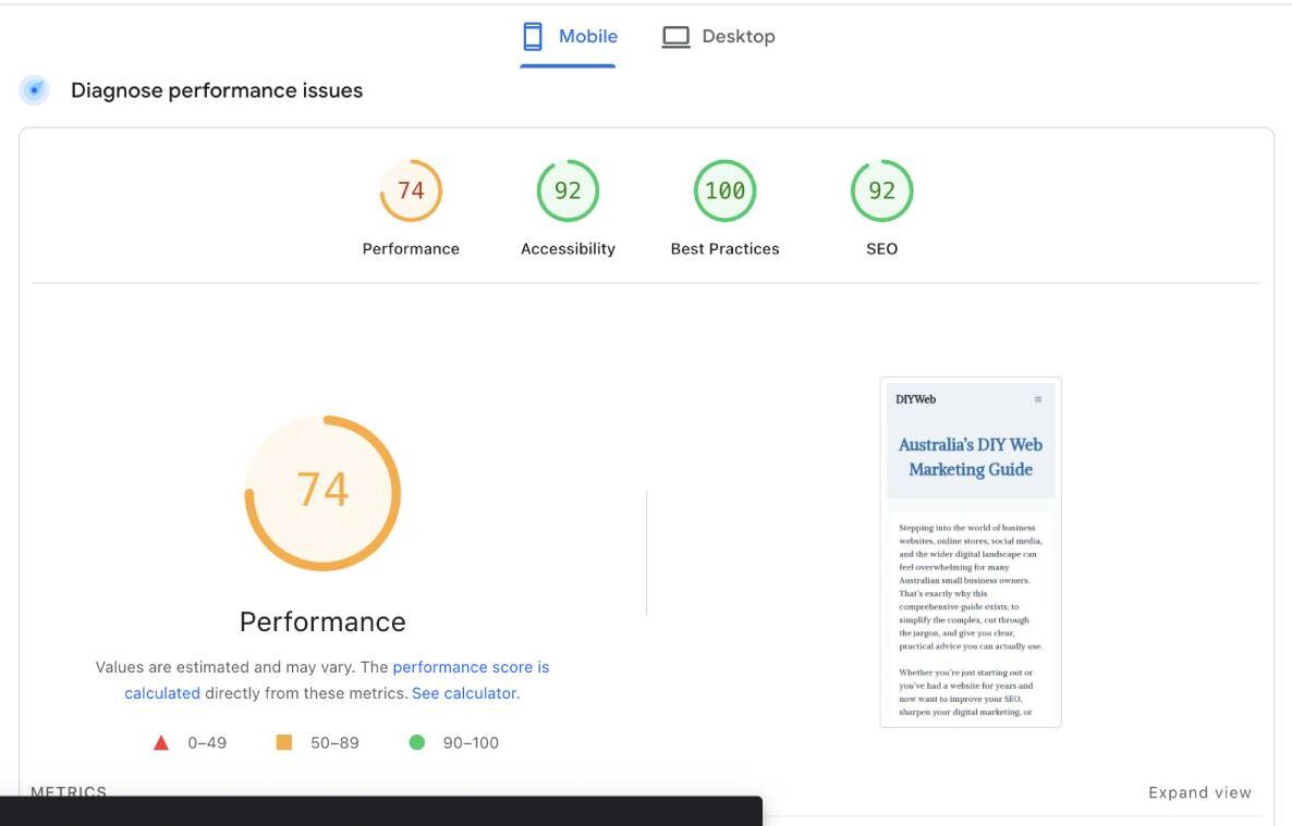 Use Google's pagespeed tool to test a mobile friendly website design